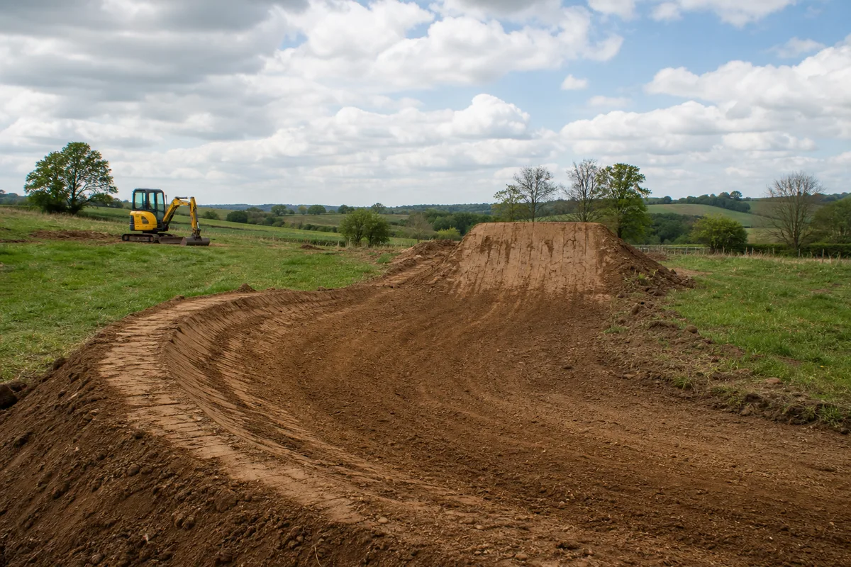 Tracé de circuit de motocross en cours de terrassement